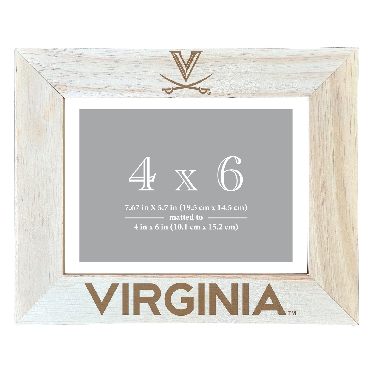 Virginia Cavaliers Wooden Photo Frame Matted To 4 X 6 Inch - Etched