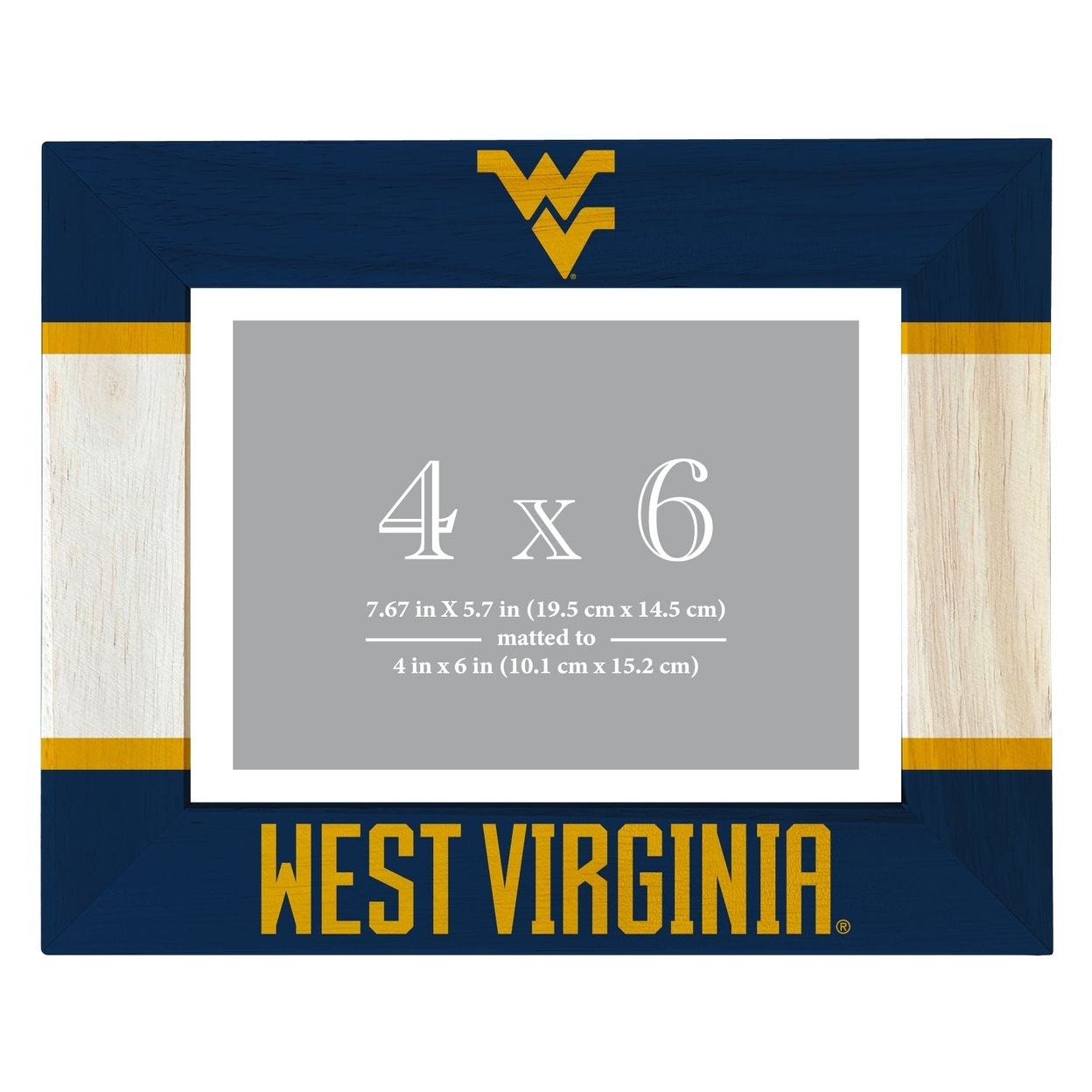 West Virginia Mountaineers Wooden Photo Frame Matted To 4 X 6 Inch - Printed