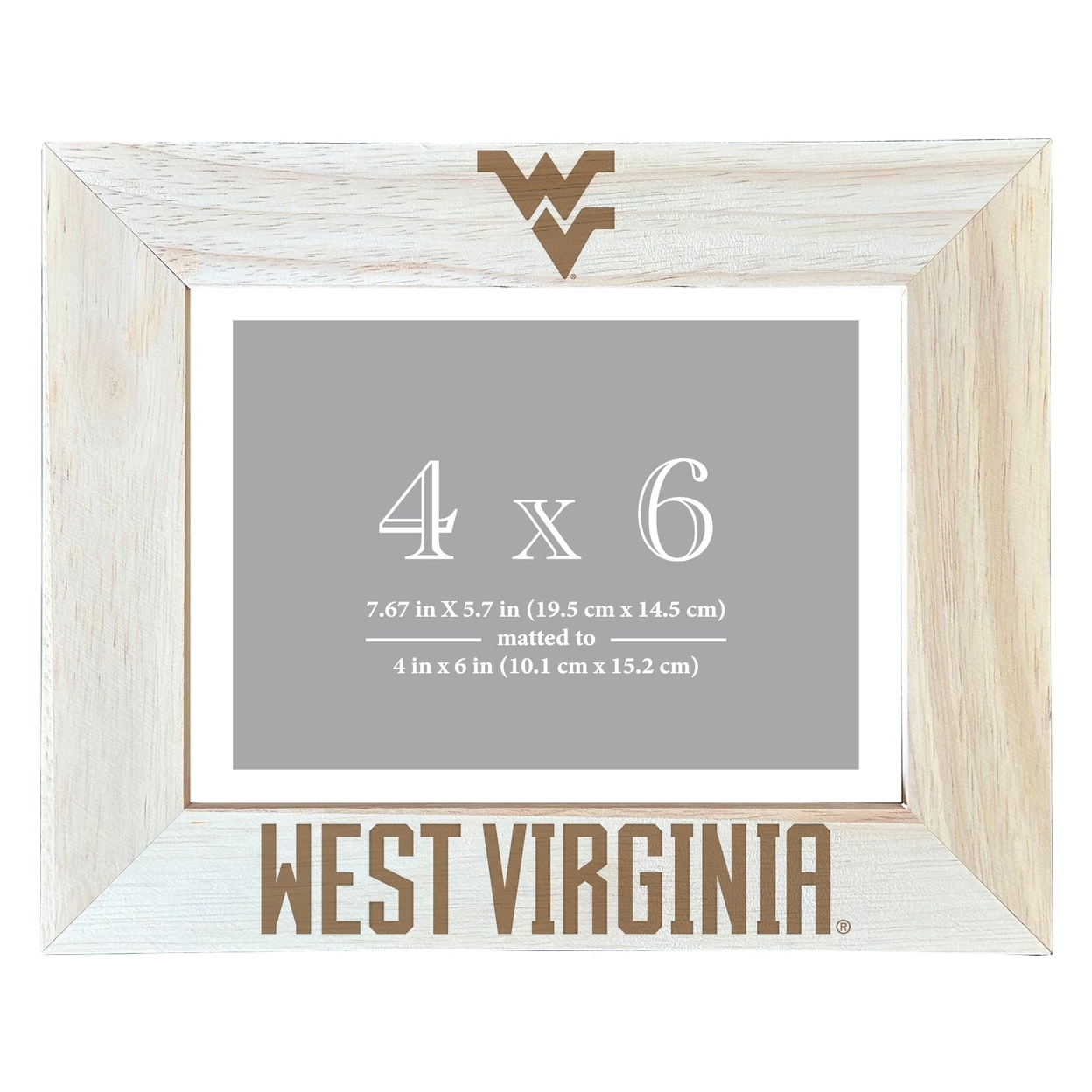 West Virginia Mountaineers Wooden Photo Frame Matted To 4 X 6 Inch - Etched