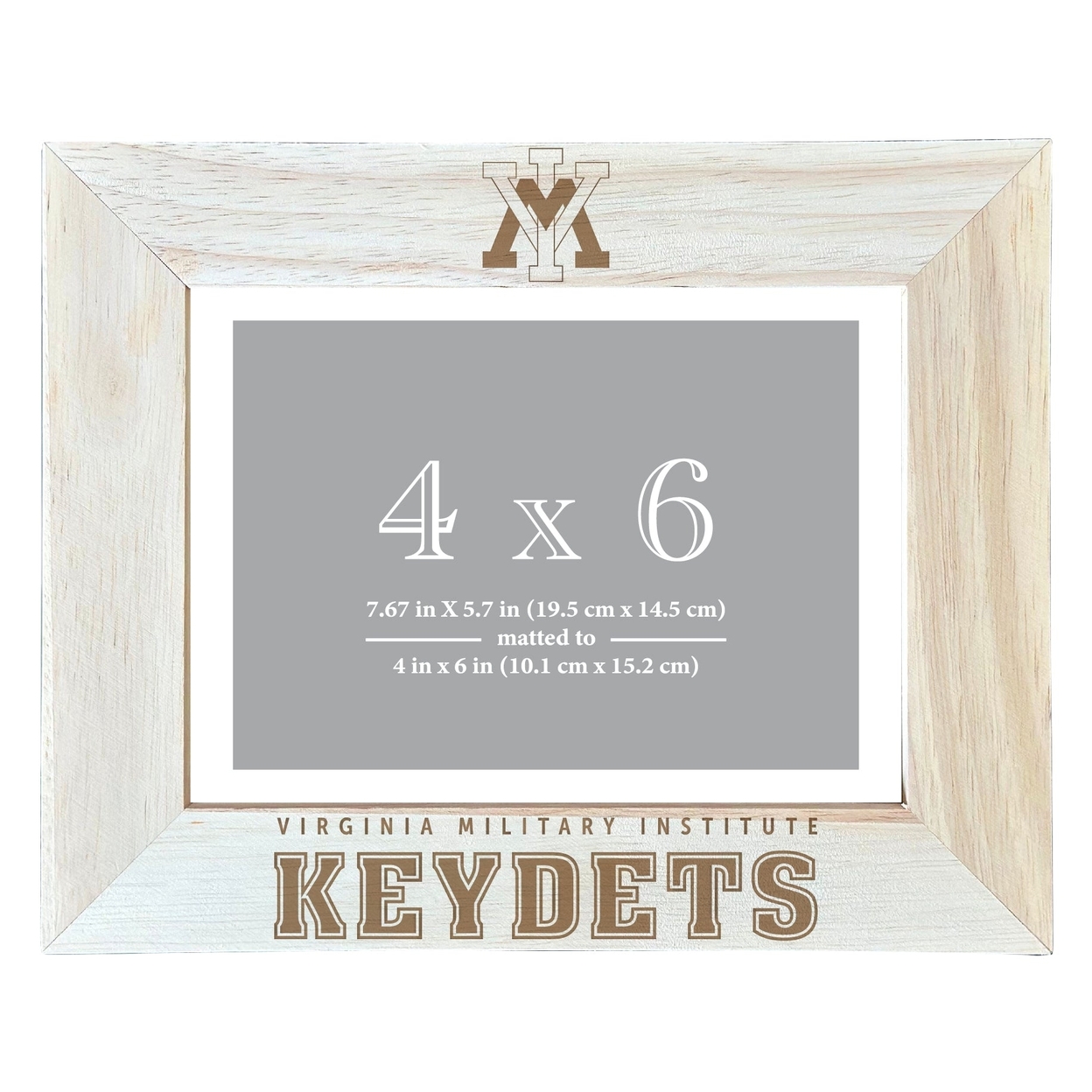 VMI Keydets Wooden Photo Frame Matted To 4 X 6 Inch - Etched