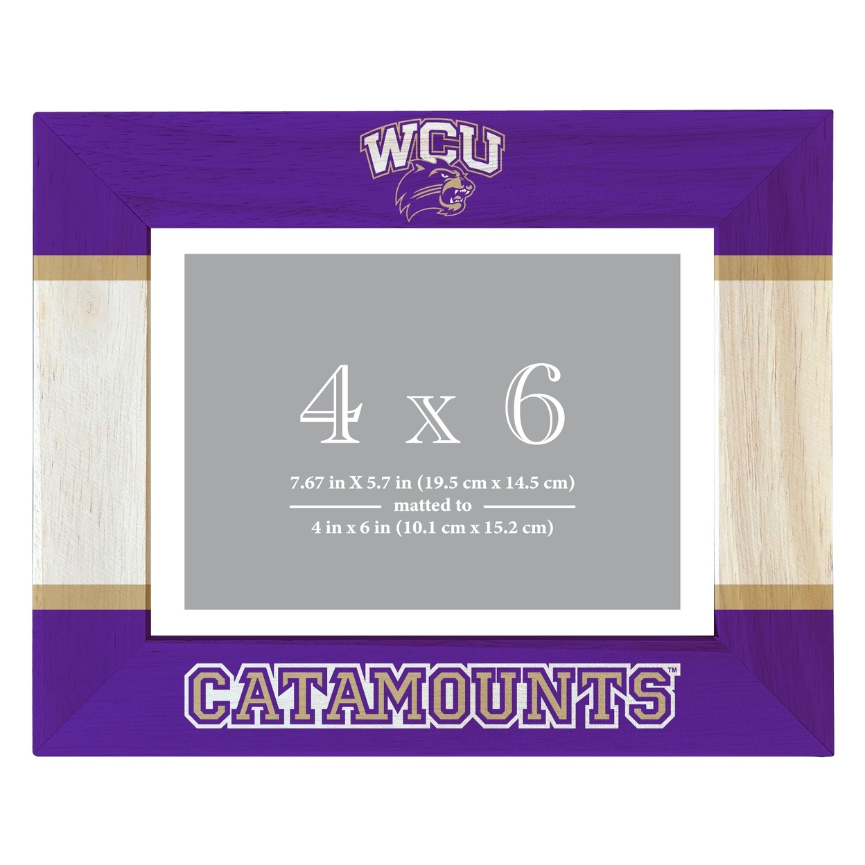 Western Carolina University Wooden Photo Frame Matted To 4 X 6 Inch - Printed