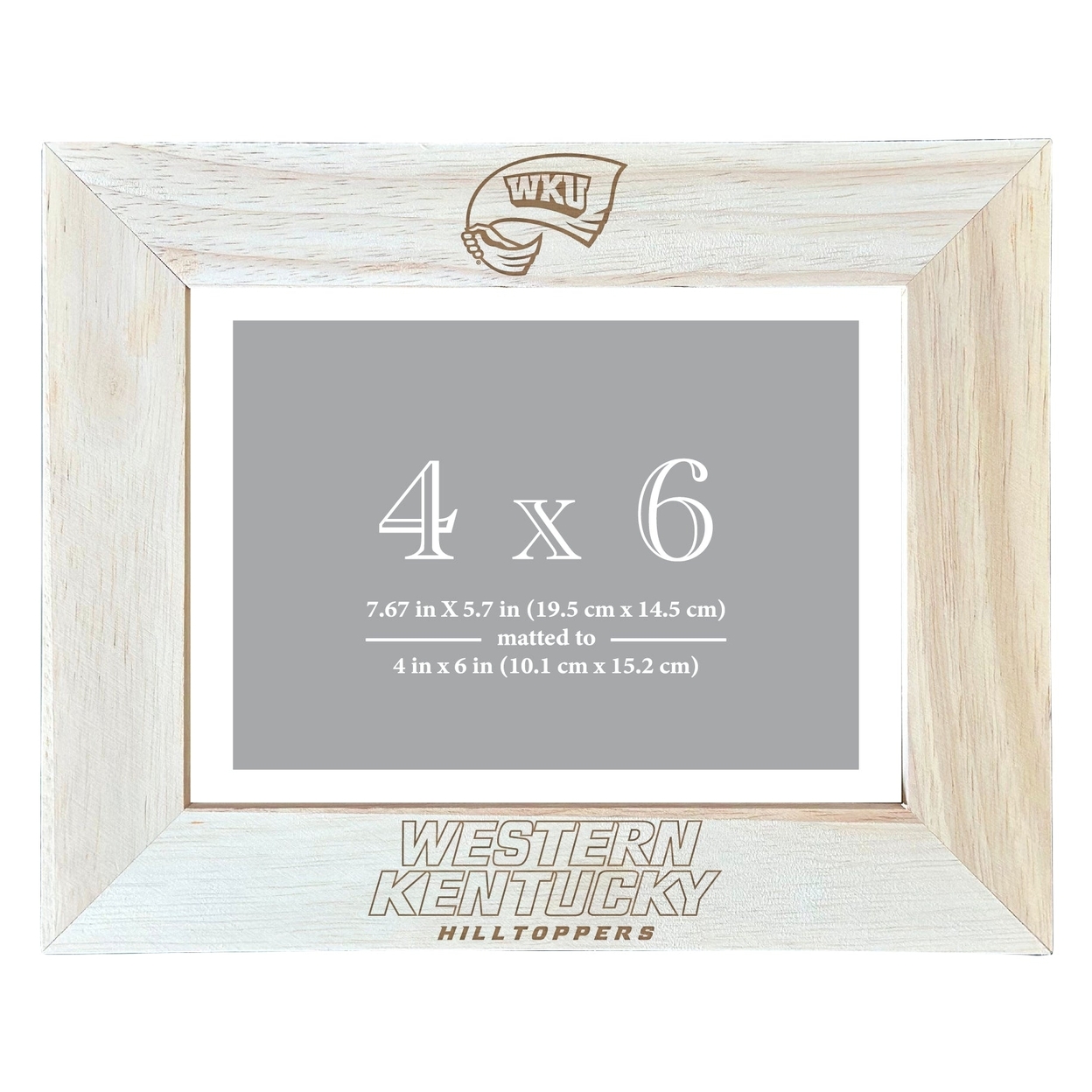 Western Kentucky Hilltoppers Wooden Photo Frame Matted To 4 X 6 Inch - Etched