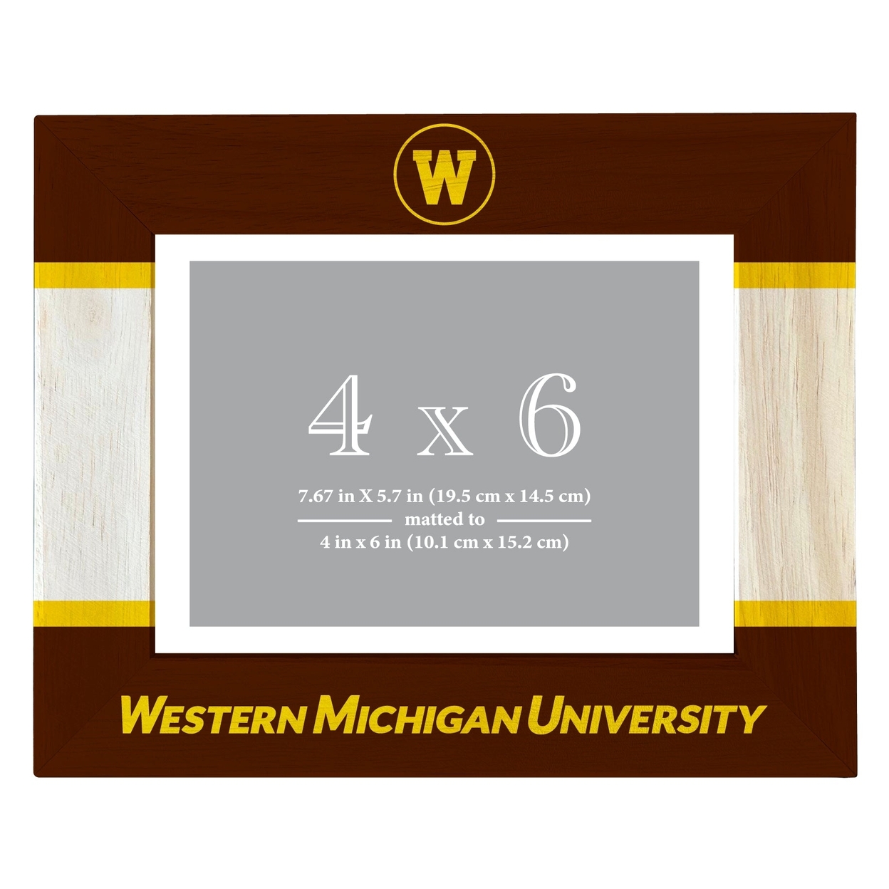 Western Michigan University Wooden Photo Frame Matted To 4 X 6 Inch - Printed
