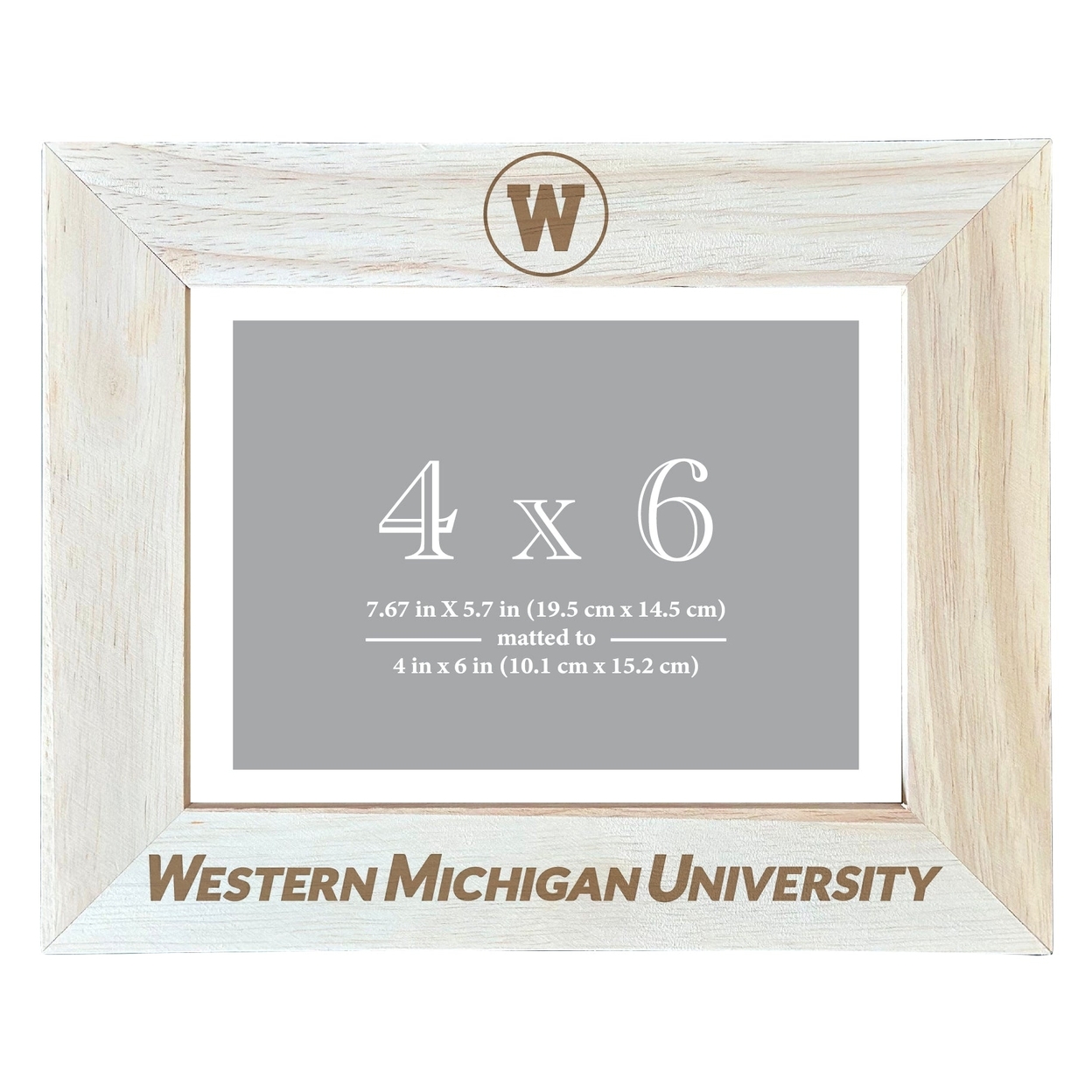 Western Michigan University Wooden Photo Frame Matted To 4 X 6 Inch - Etched