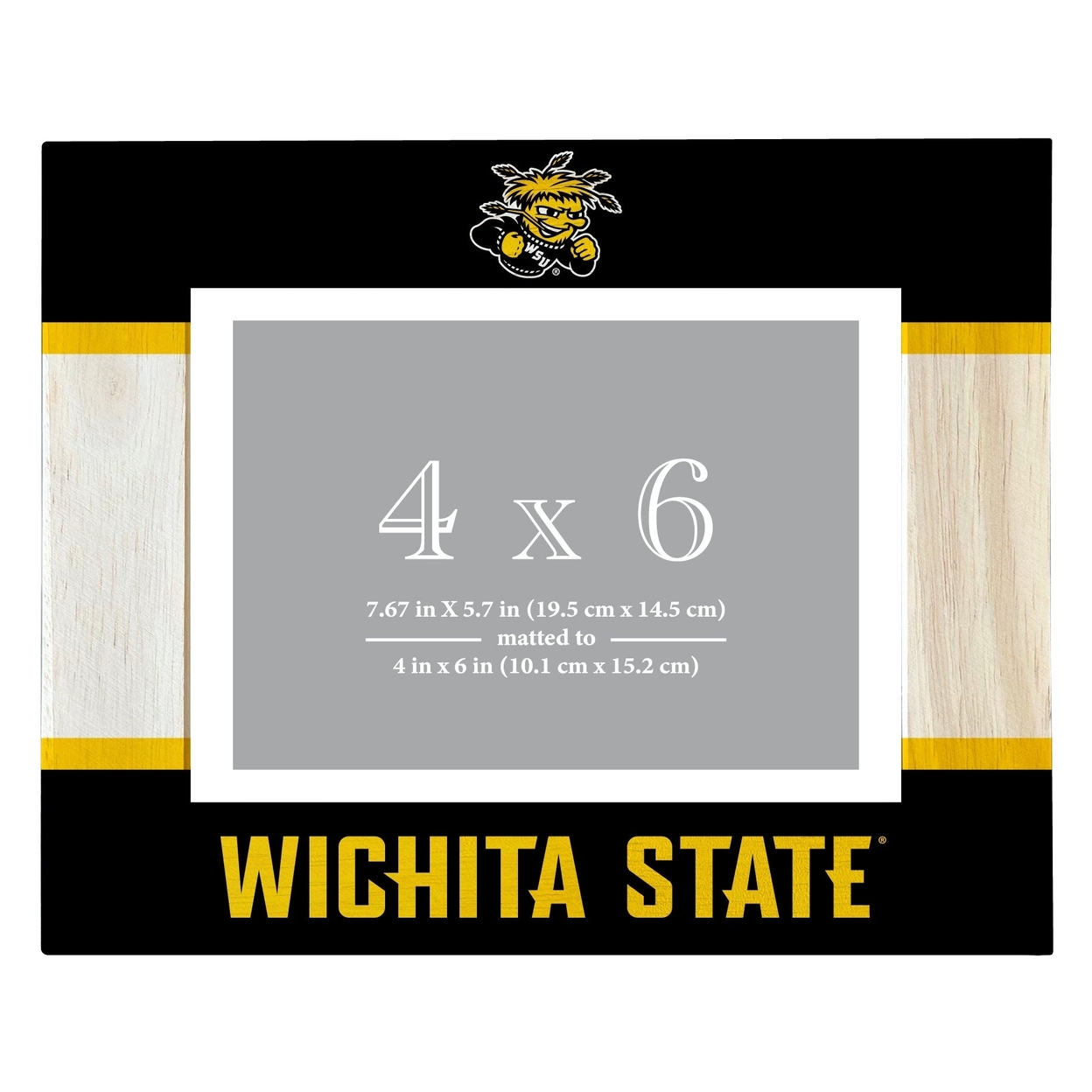 Wichita State Shockers Wooden Photo Frame Matted To 4 X 6 Inch - Printed