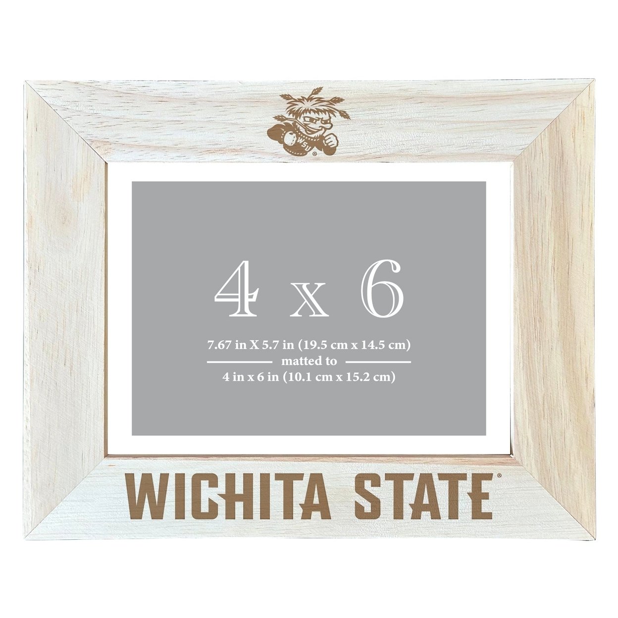 Wichita State Shockers Wooden Photo Frame Matted To 4 X 6 Inch - Etched