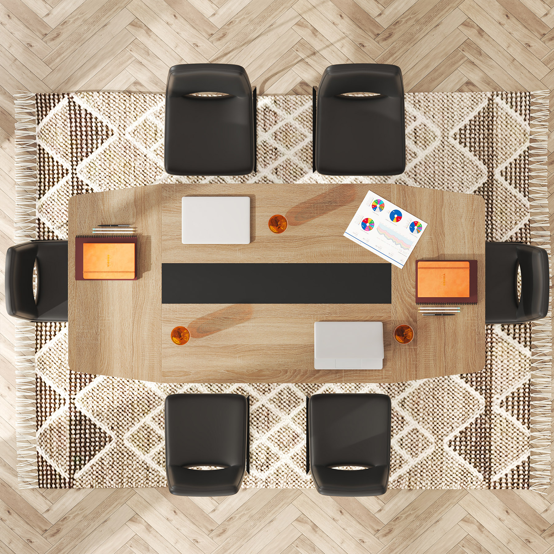 Boat Shaped Meeting Desk, Modern Seminar Table Rectangle Kitchen Table