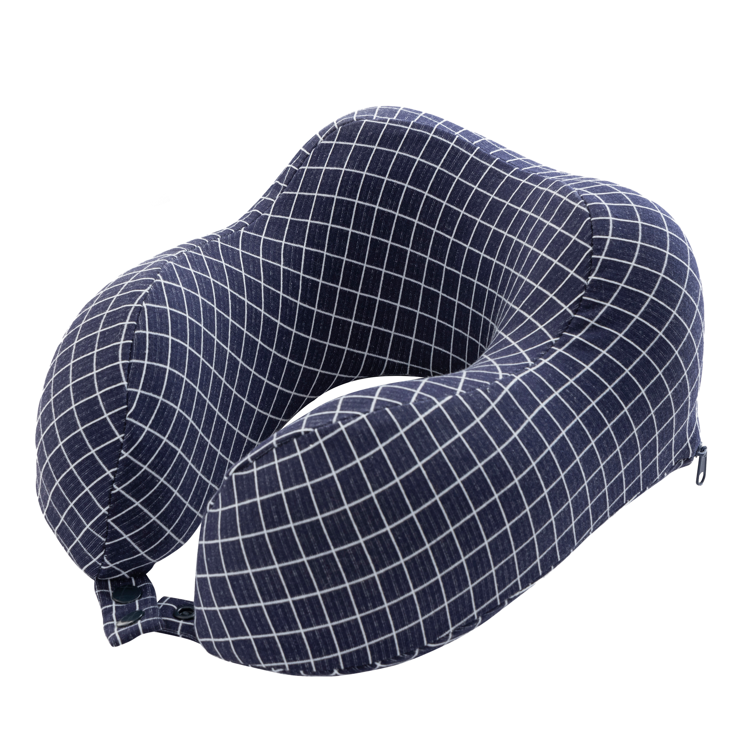 Travel Pillow - Memory Foam Pillow With Washable Cover - Neck Pillows For Sleeping On Airplanes, Trains, And Cars By Home-Complete (Navy)