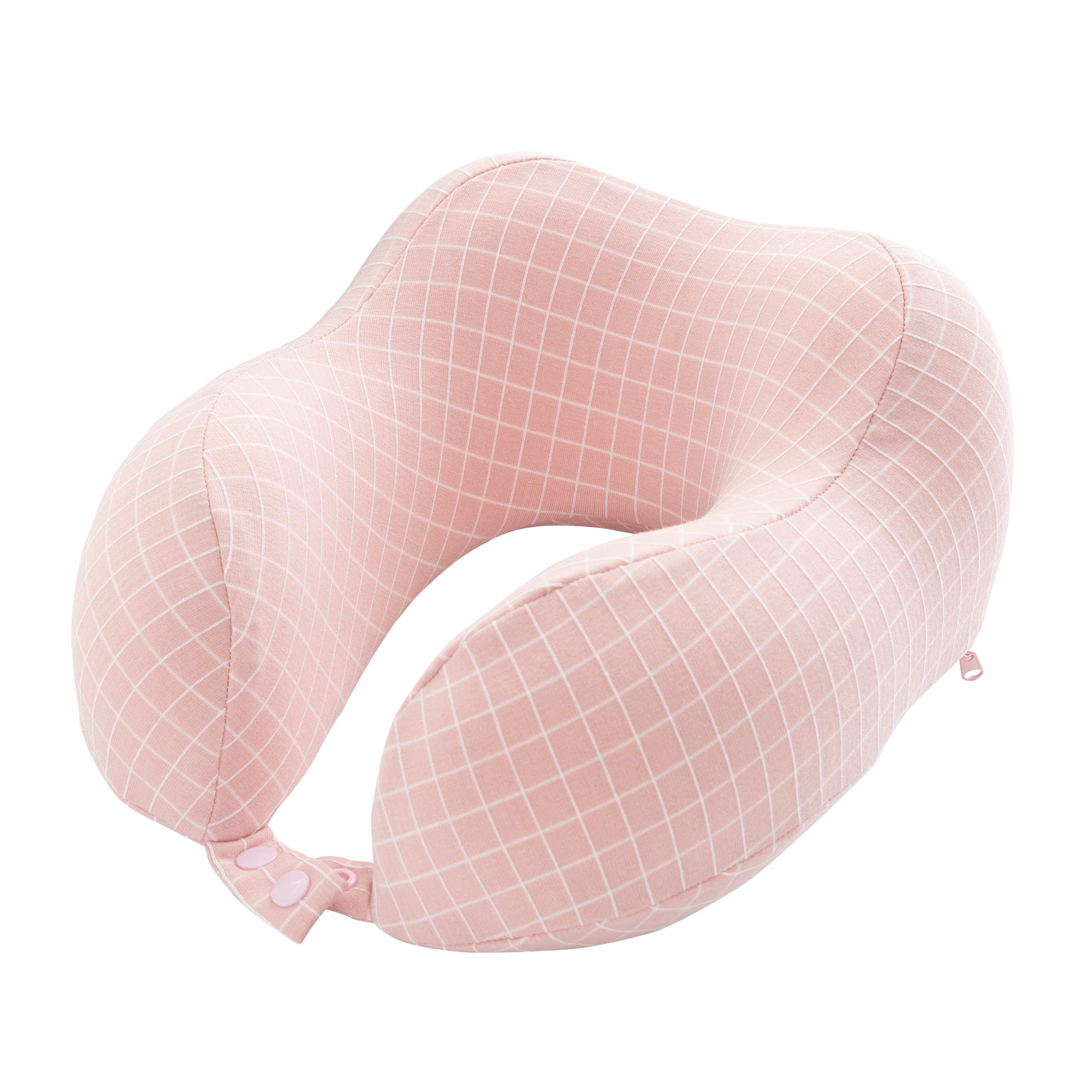 Travel Pillow - Memory Foam Pillow With Washable Cover - Neck Pillows For Sleeping On Airplanes, Trains, And Cars By Home-Complete (Pink)