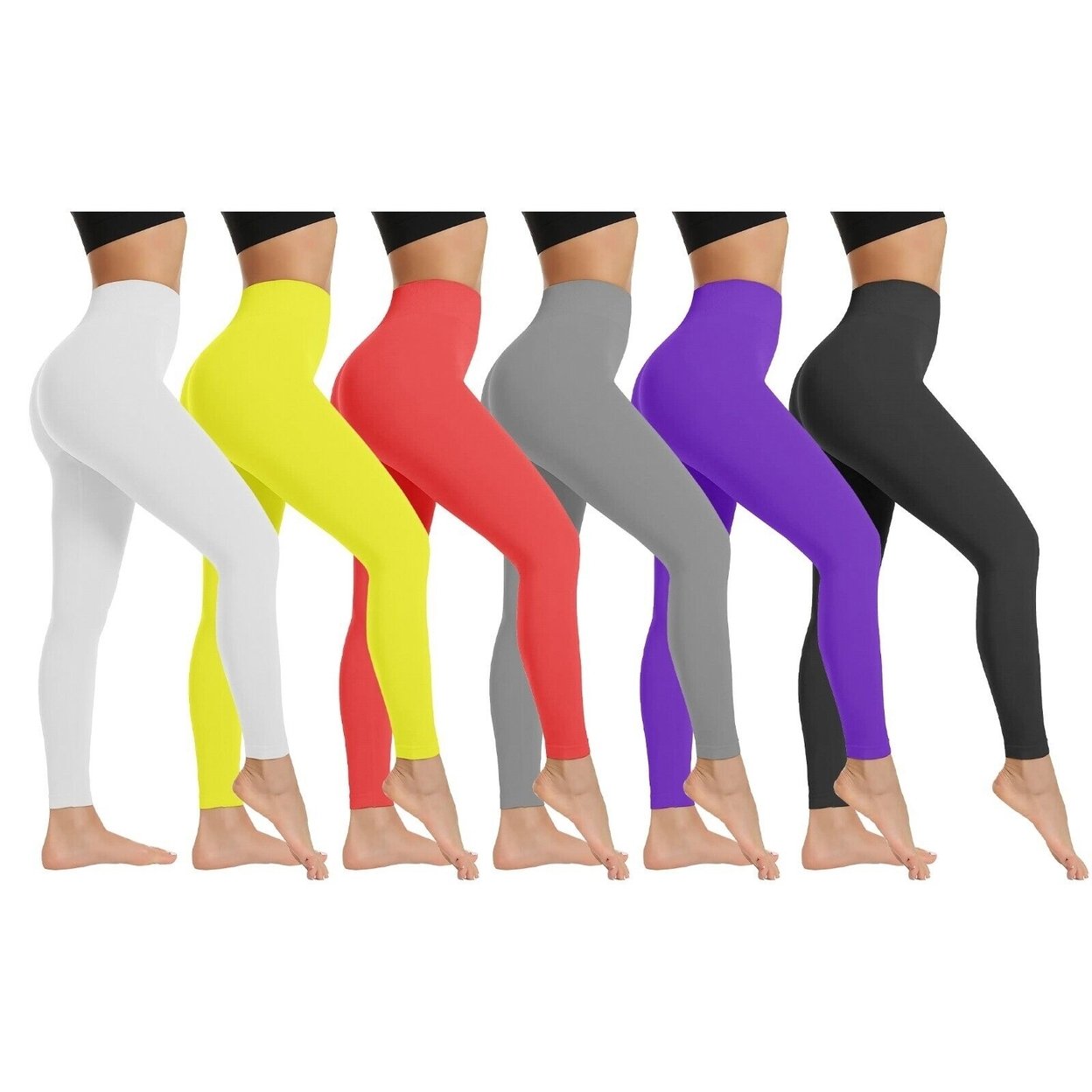 2-Pack: Women's High Waist Super Soft Active Athlete Stretch Yoga Cozy Leggings - Yellow & Yellow, Large