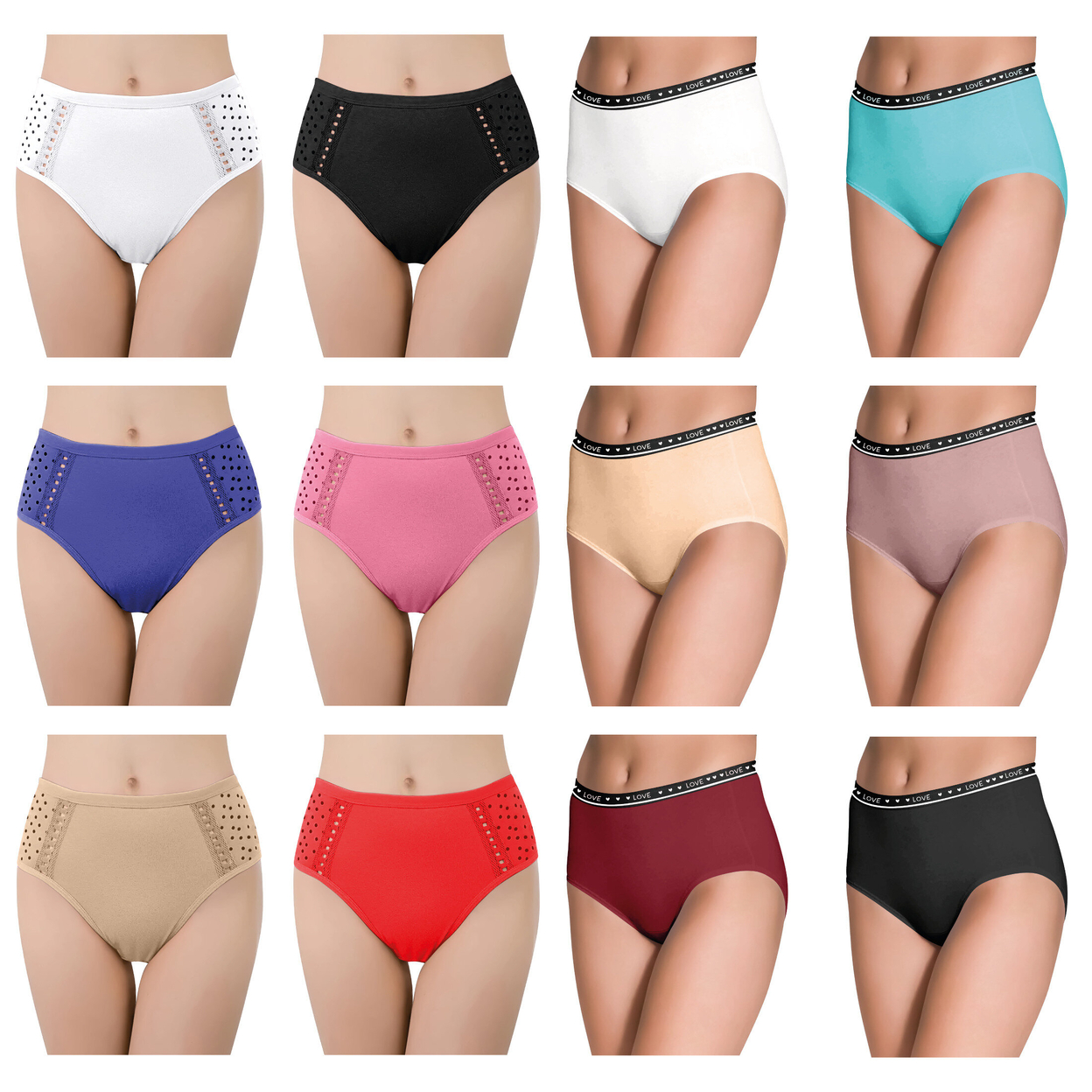 6-Pack: Women's Ultra Soft Moisture Wicking Panties Cotton Perfect Fit Underwear (Plus Sizes Available) - Medium