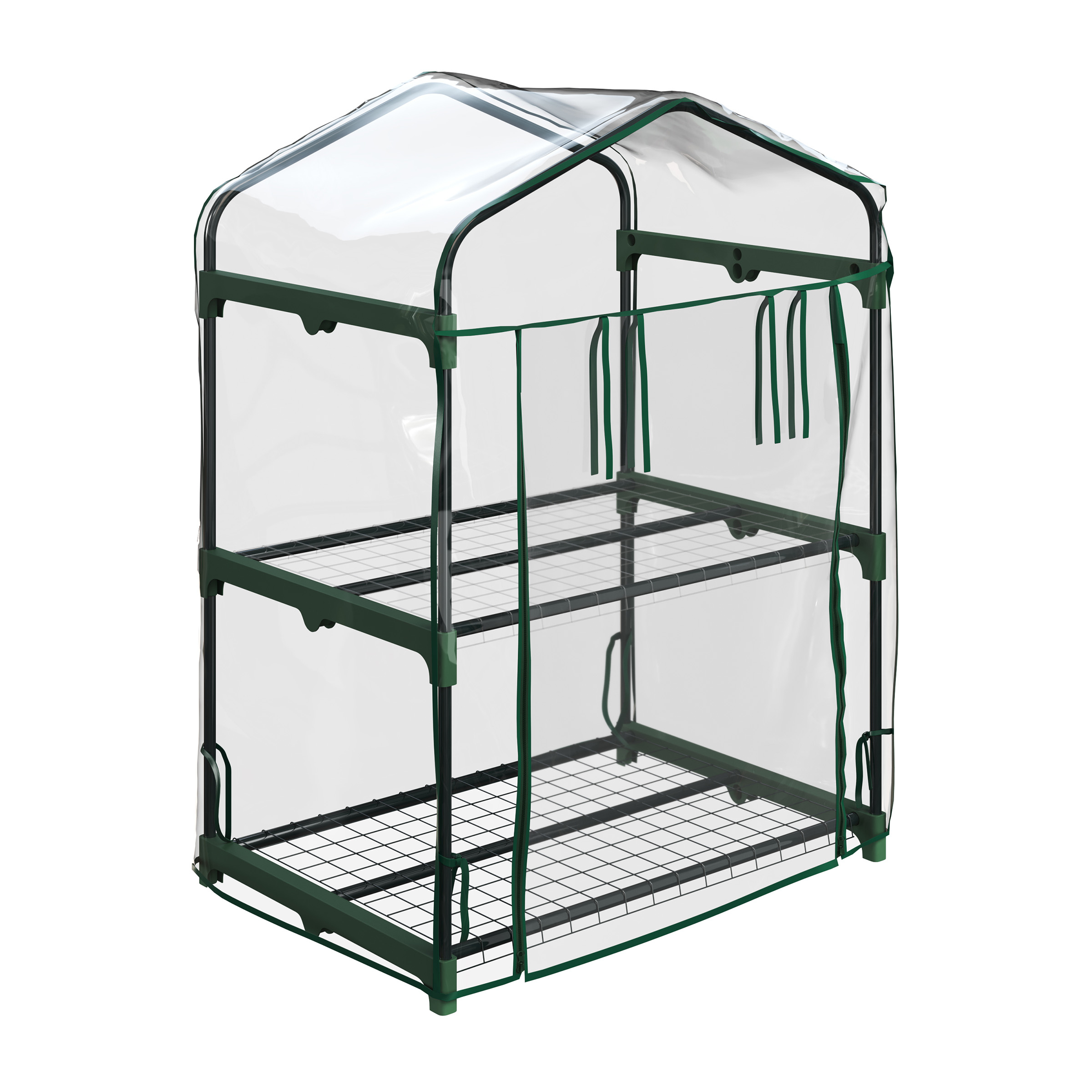 2 Tier Mini Greenhouse - Portable Greenhouse With Steel Frame And PVC Cover For Indoor Or Outdoor - Green House By Home-Complete