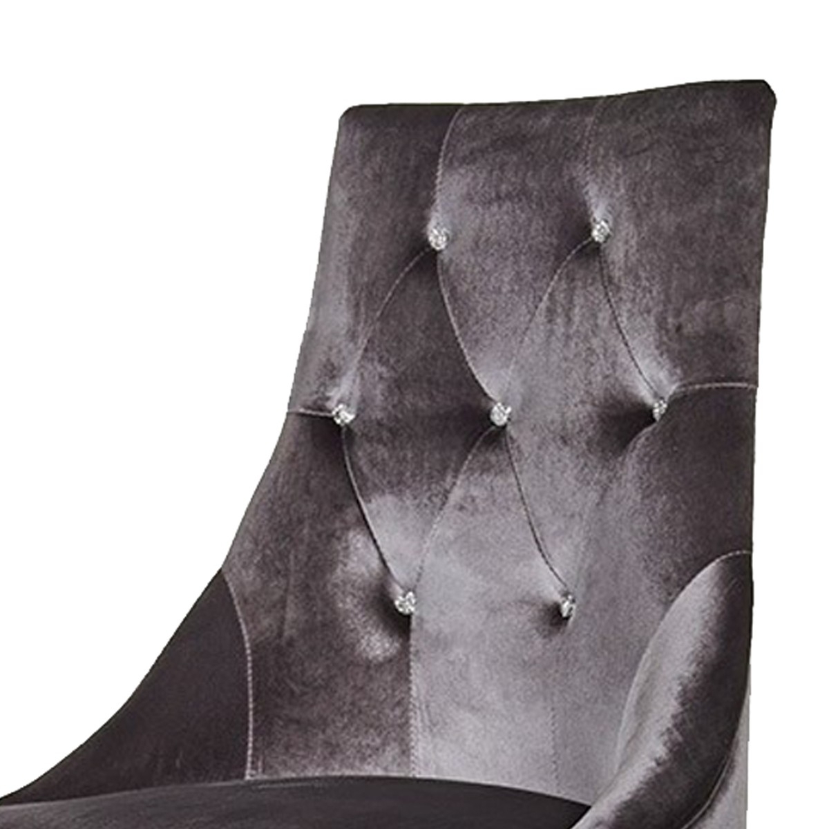 Fabric Sloped Back Dining Chair With Diamond Tufting, Set Of 2, Gray- Saltoro Sherpi
