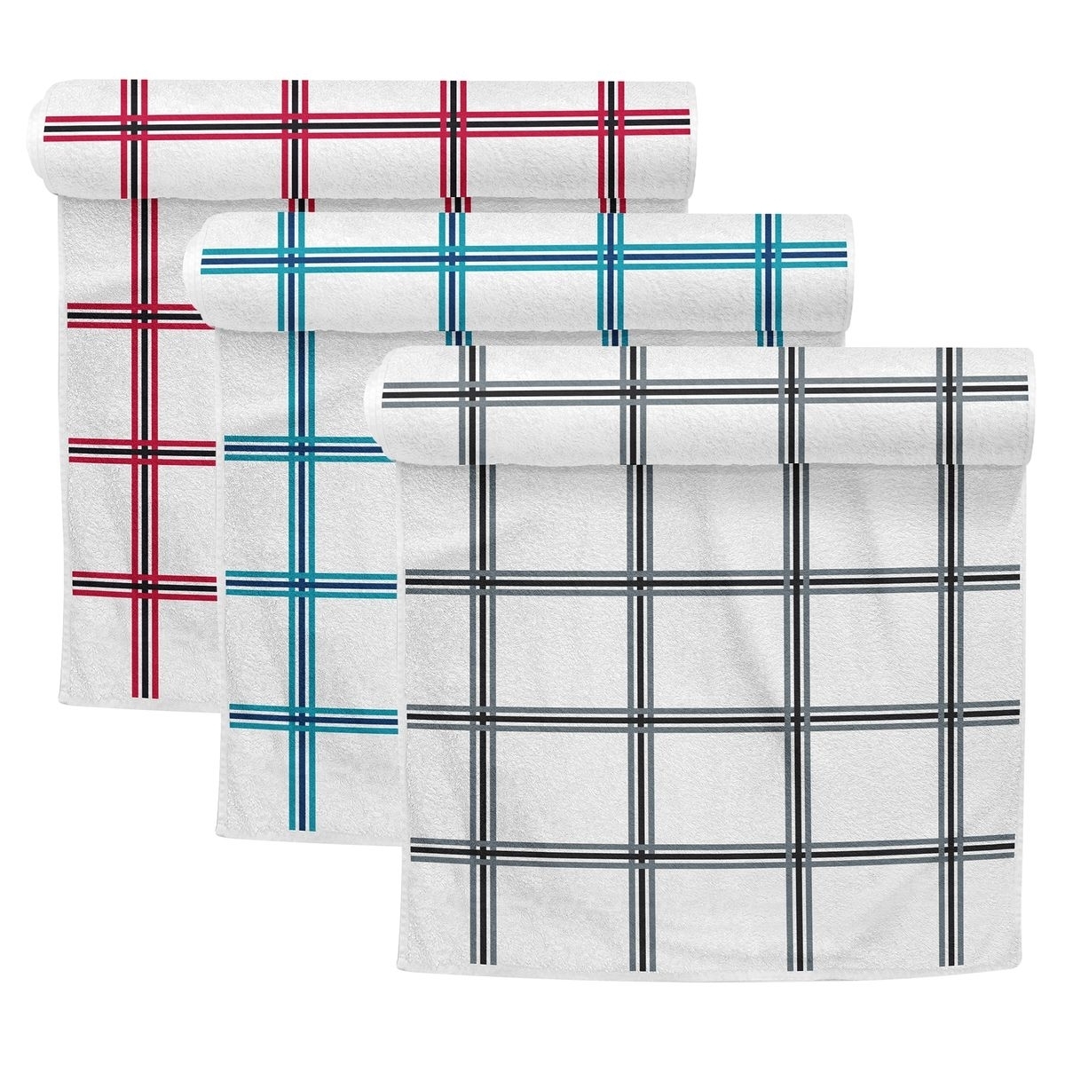 3-Pack: Oversized Absorbent Ultra-Soft 100% Cotton Plaid Premium Kitchen Dish Linen Towels 15x25