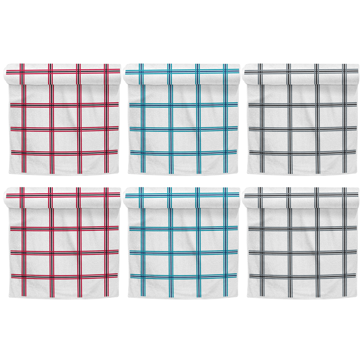 Multi-Pack: Oversized Absorbent Ultra-Soft 100% Cotton Plaid Premium Kitchen Dish Linen Towels 15x25 - 12-pak