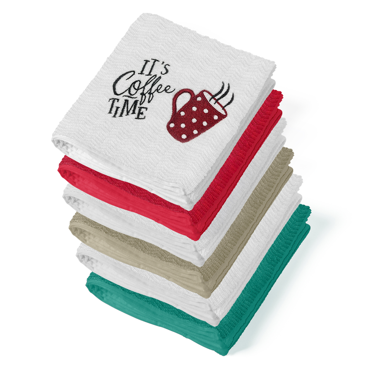 10-Pack: Ultra-Soft Super Absorbent Decorative 100% Cotton Embroidered Kitchen Dish Linen Towels