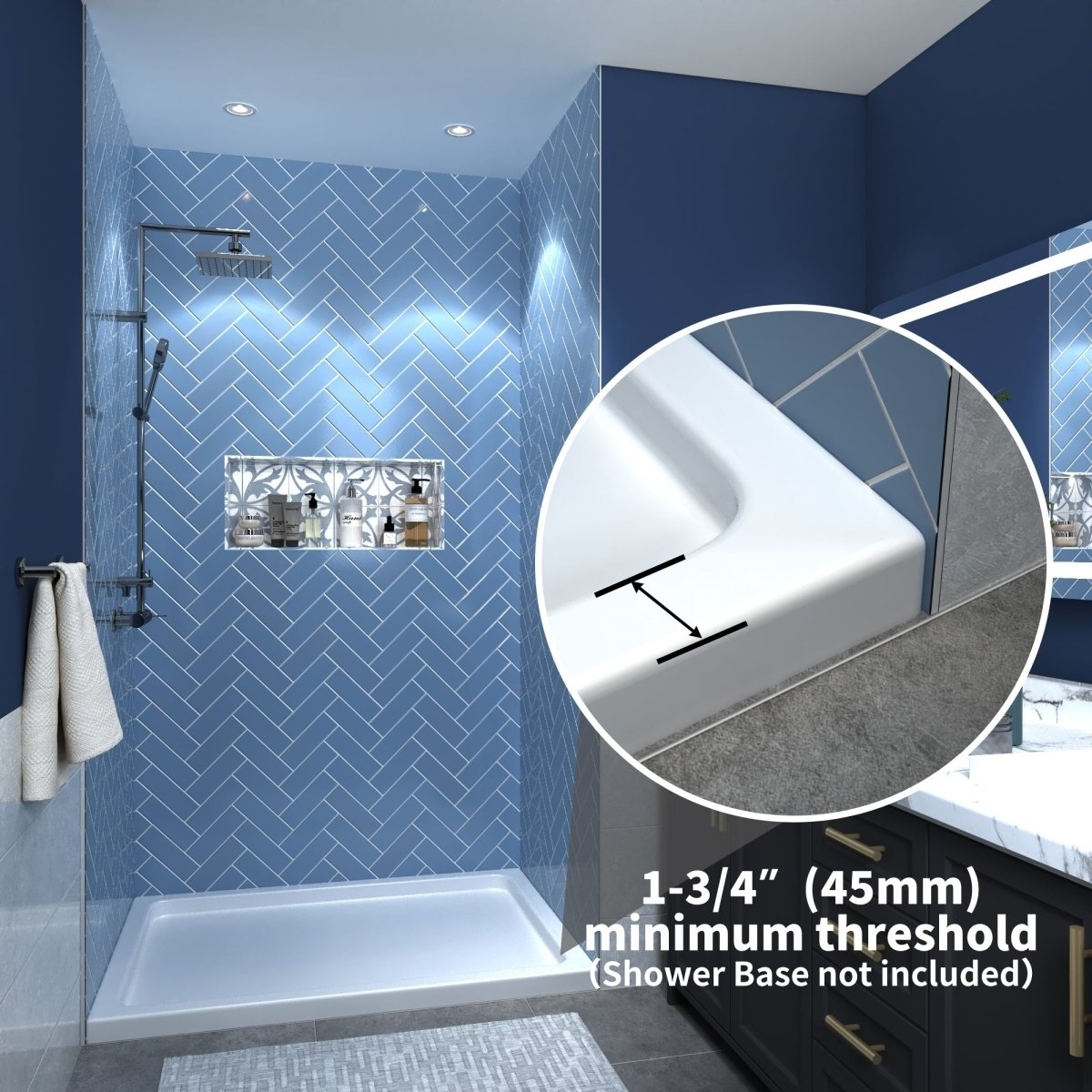 Glide 56-60W X 70H Black Frame Clear Tempered Sliding Glass Shower Doors For Bathroom