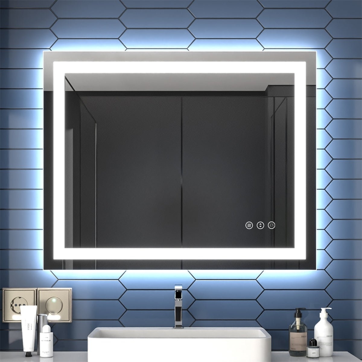 Apex 40 W X 32 H LED Bathroom Light Mirror,Anti Fog,Dimmable,Dual Lighting Mode,Tempered Glass