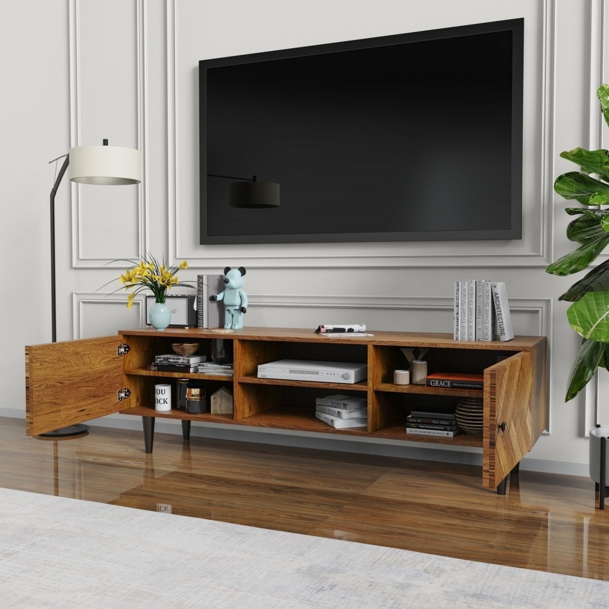 MangoLuxe 59 Solid Wood Media Console TV Stand Cabinet