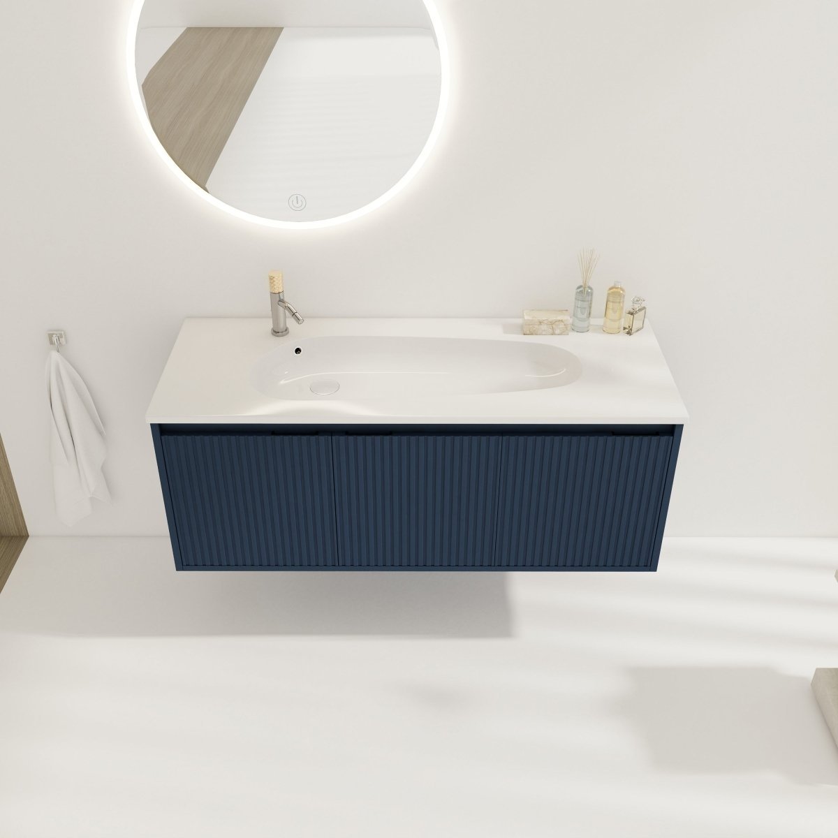 ExBrite 48 Floating Bathroom Vanity With Drop-Shaped Resin Sink