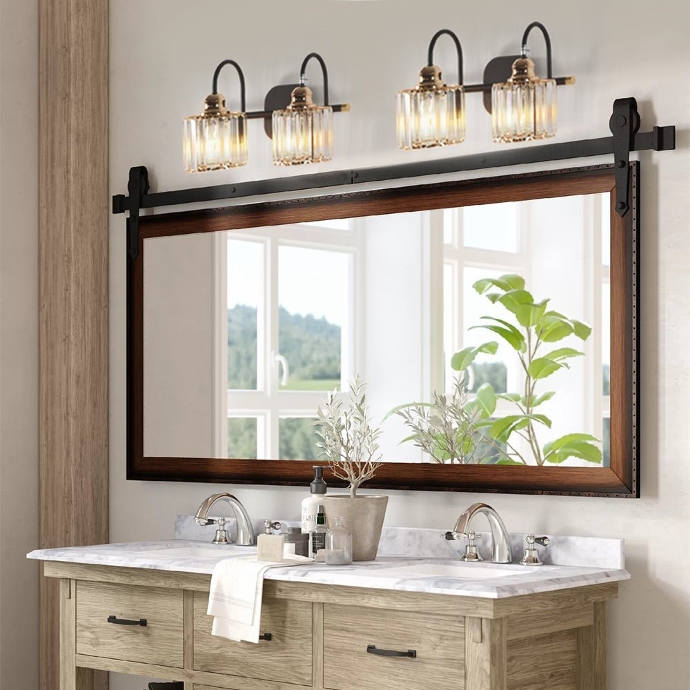 ExBrite 2-light 16 Wide Bathroom Gold Vanity Lights Crystal Vanity Lights Wall Sconces