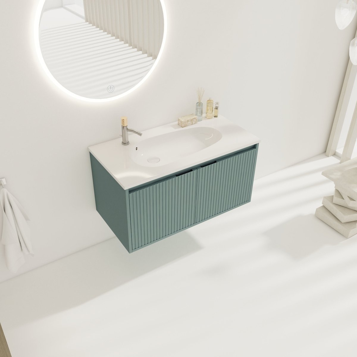 ExBrite 36 Floating Bathroom Vanity With Drop-Shaped Resin Sink