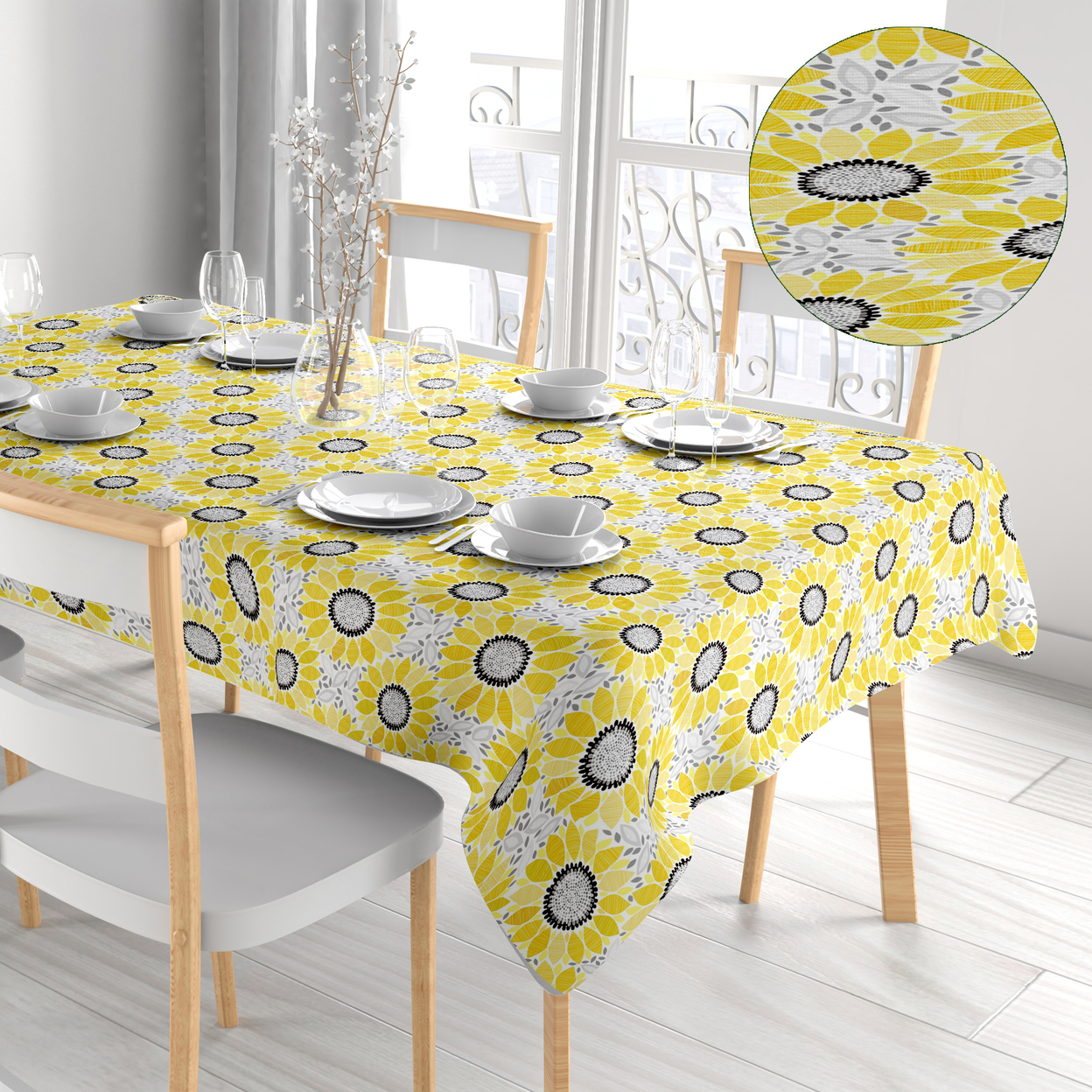 2-Pack: Kitchen Dining Water-Resistant Oil Proof Flannel Back PVC Vinyl Tablecloth - 52'' X 90'', Print