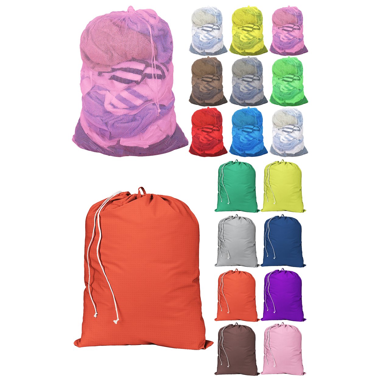 2-Pack: Durable Heavyweight Multipurpose Oversized Laundry Storage Bags W/ Locking Drawstring Closure 40'Lx30W - Nylon