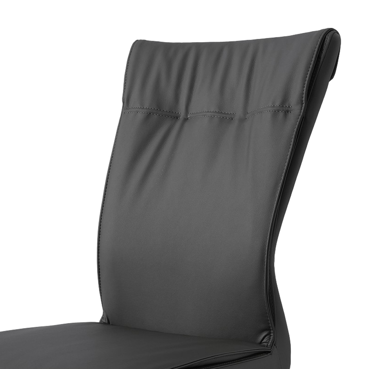 Leatherette Dining Chair With Breuer Style, Set Of 2, Dark Gray - Saltoro Sherpi