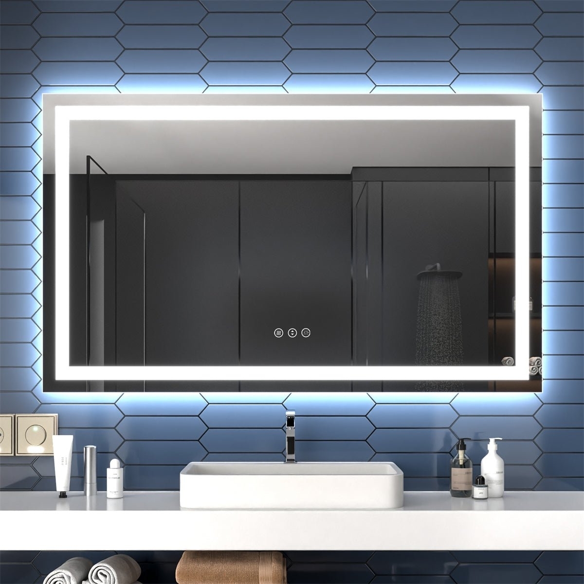 Apex 60 W X 36 H LED Heated Bathroom Mirror,Anti Fog,Dimmable,Dual Lighting Mode,Tempered Glass