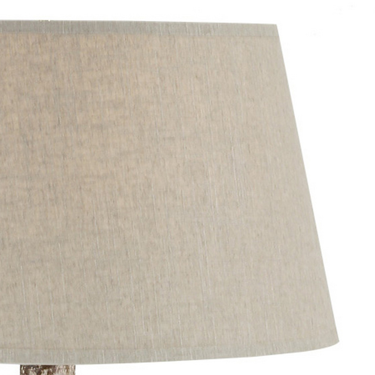 Yan 27 Inch Pottery Table Lamp, Two Small Handles, Beige, Weathered Brown - Saltoro Sherpi
