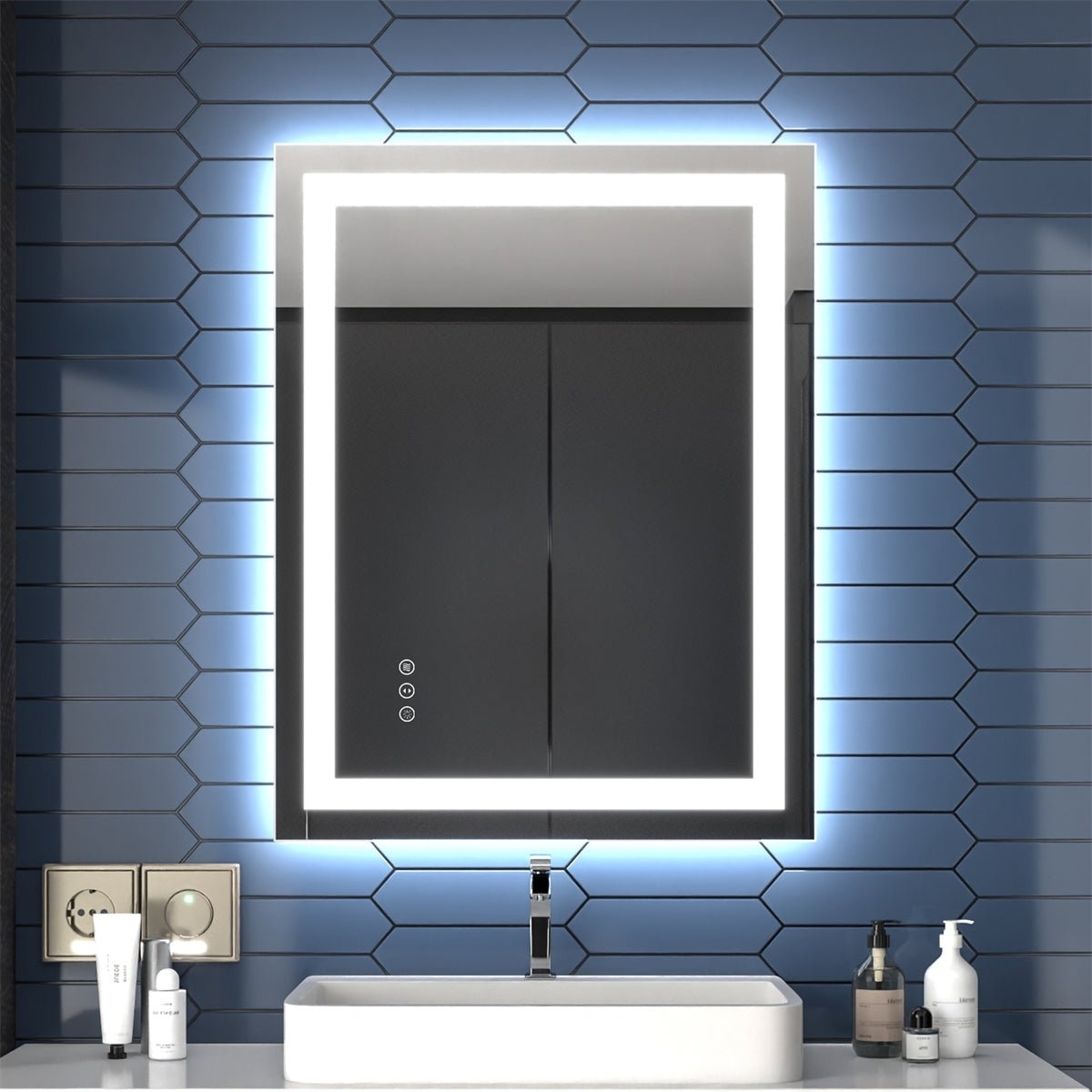 Apex 36 W X 28 H LED Bathroom Large Light Led Mirror,Anti Fog,Dimmable,Dual Lighting Mode,Tempered Glass