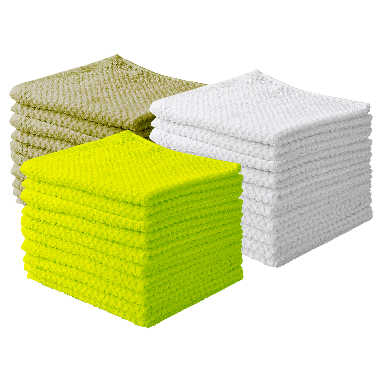 30-Pack: Multipurpose Super Absorbent Ultra Soft 100% Cotton Ring Spun Stitched Wash Cloths