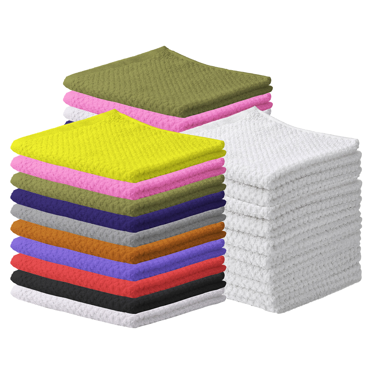 30-Pack: Multipurpose Super Absorbent Ultra Soft 100% Cotton Ring Spun Stitched Wash Cloths