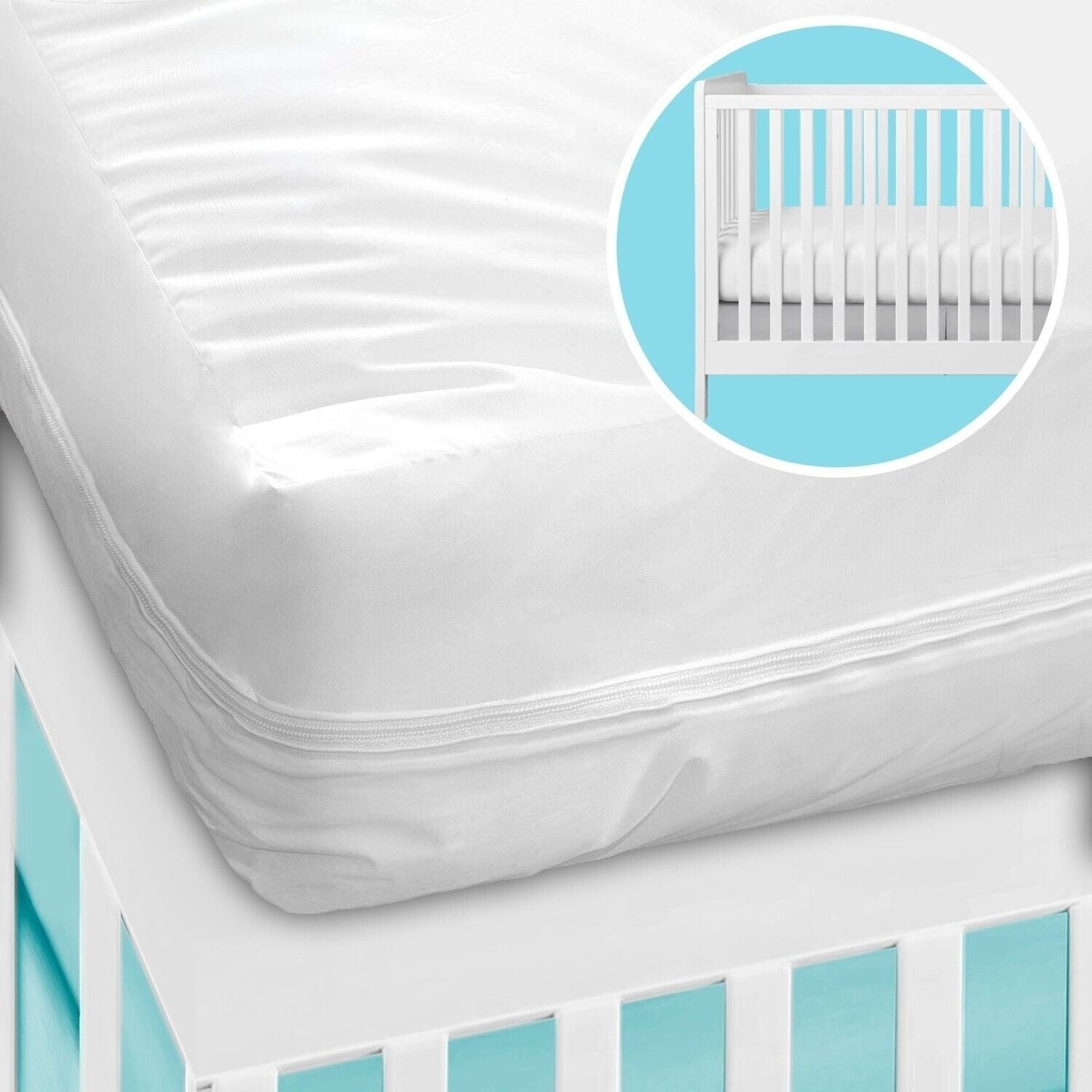 100% Vinyl Heavy Duty Water Resistant Breathable Zippered Encasement Mattress Protector 16″ - 16inch Crib