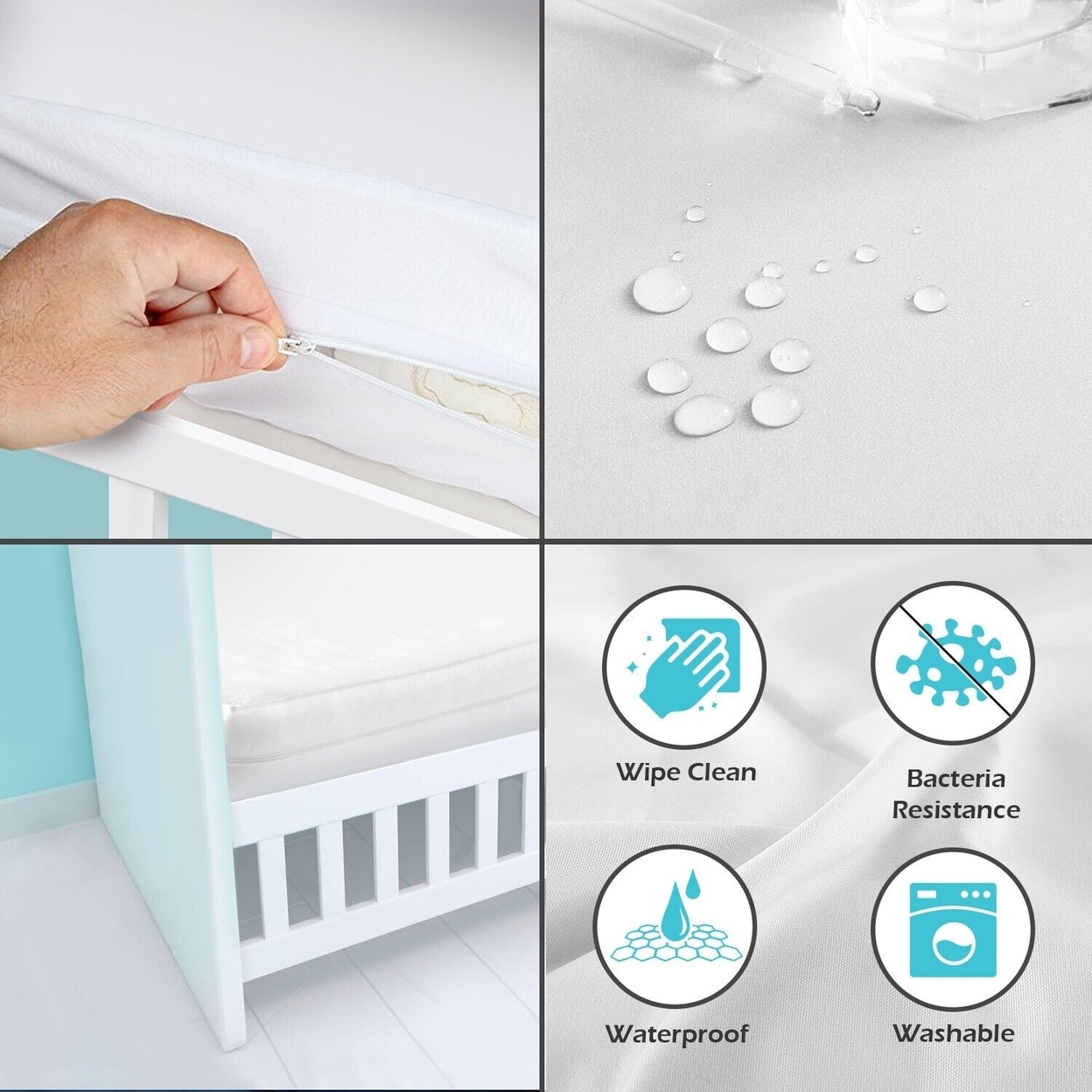 100% Vinyl Heavy Duty Water Resistant Breathable Zippered Encasement Mattress Protector 12″ - 12inch Crib