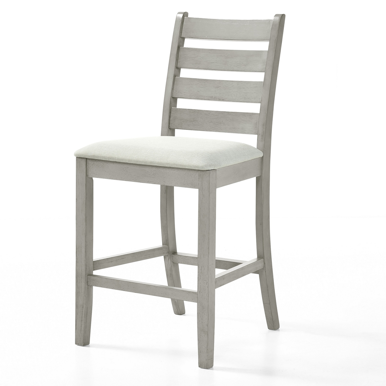 Pane 25 Inch Set Of 2 Counter Height Dining Chairs, Ladderback, Gray Wood - Saltoro Sherpi
