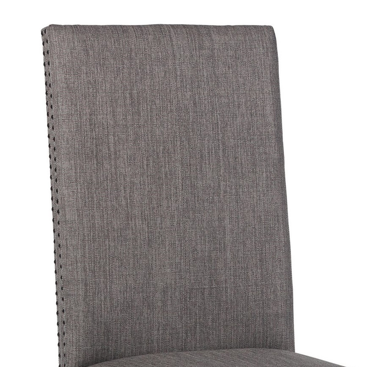 Dining Chair With Nailhead Trim And Fabric Seat, Set Of 2, Gray- Saltoro Sherpi