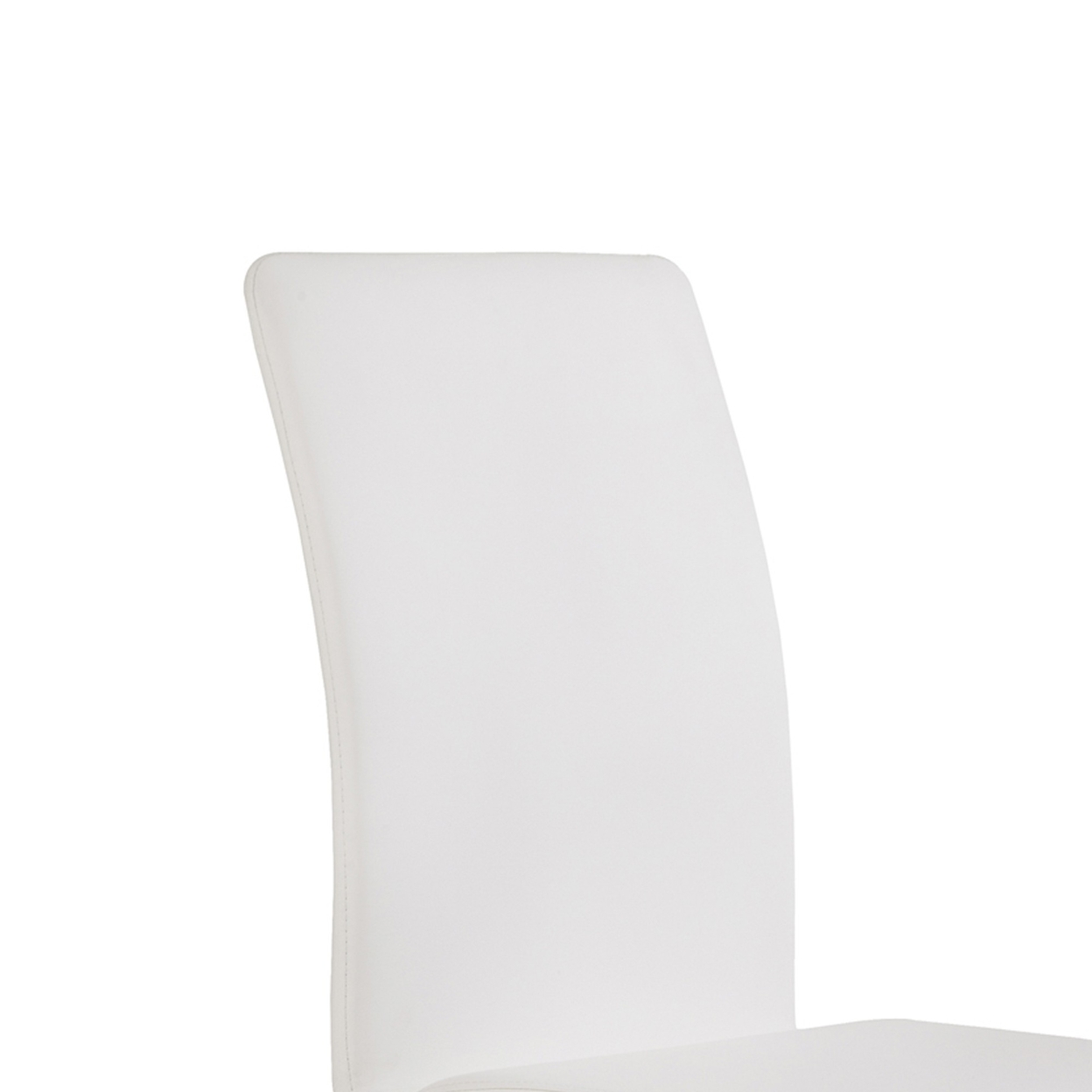 Metal Cantilever Base Leatherette Dining Chair, Set Of 2, White And Silver- Saltoro Sherpi