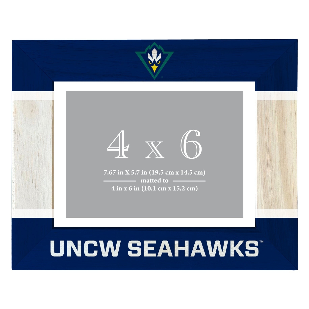 North Carolina Wilmington Seahawks Wooden Photo Frame Matted To 4 X 6 Inch - Printed