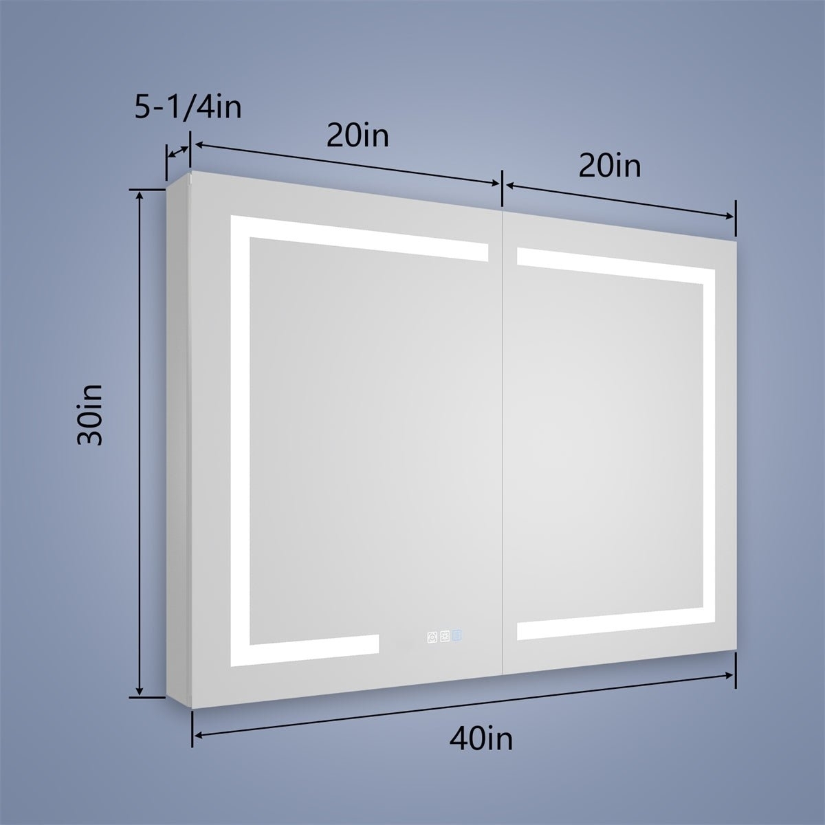 Boost-M1 40 W X 30 H Light Medicine Cabinet Recessed Or Surface Mount Framed Aluminum Adjustable Shelves Vanity Mirror Cabinet
