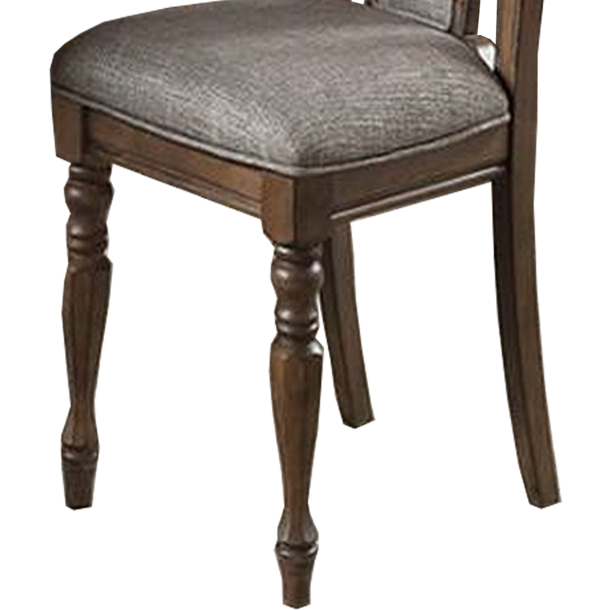 Wooden Dining Chair With Button Tufted Back, Set Of 2, Brown And Gray- Saltoro Sherpi