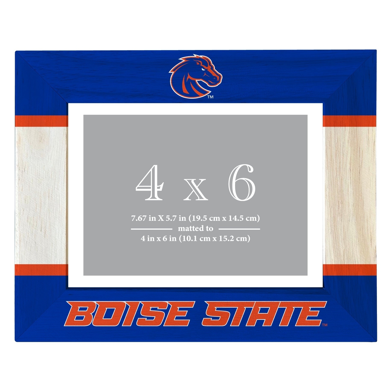 Boise State Broncos Wooden Photo Frame Matted To 4 X 6 Inch - Printed