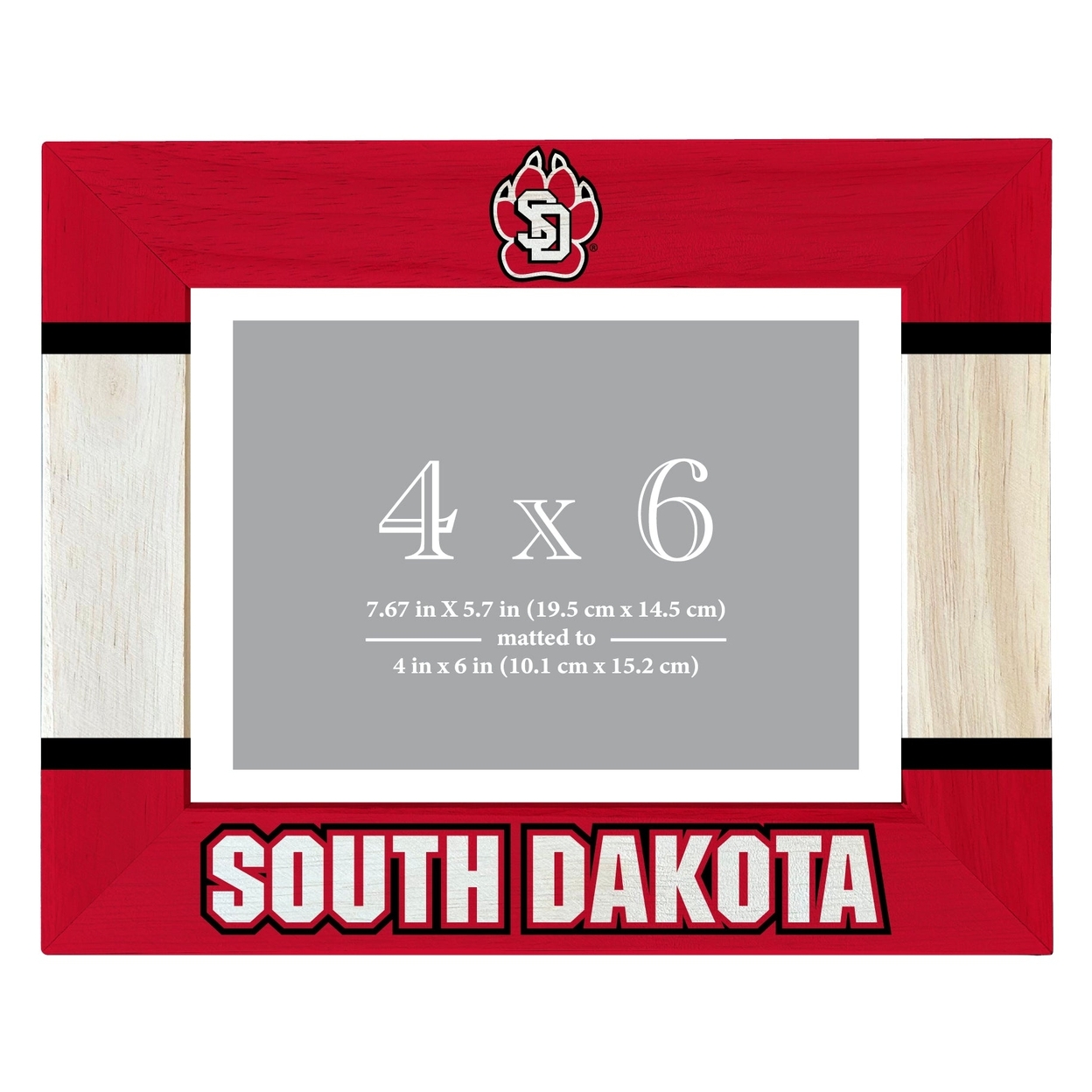 South Dakota Coyotes Wooden Photo Frame Matted To 4 X 6 Inch - Printed