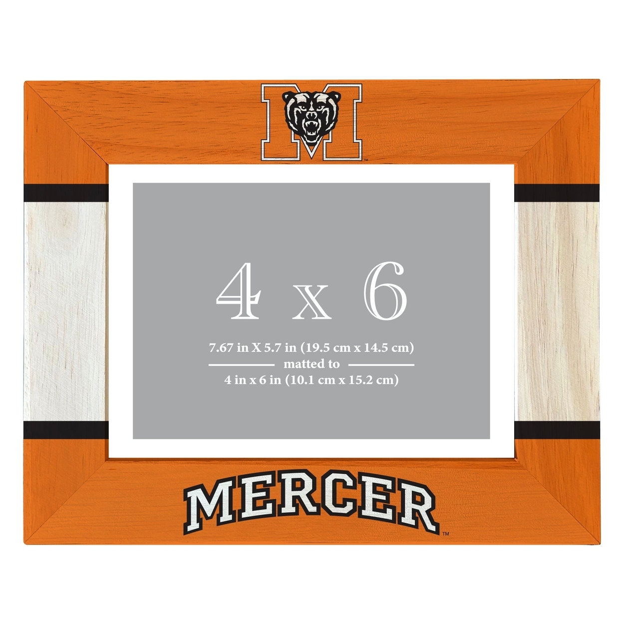 Mercer University Wooden Photo Frame Matted To 4 X 6 Inch - Printed