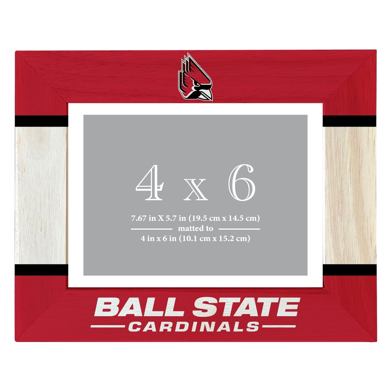 Ball State University Wooden Photo Frame Matted To 4 X 6 Inch - Printed