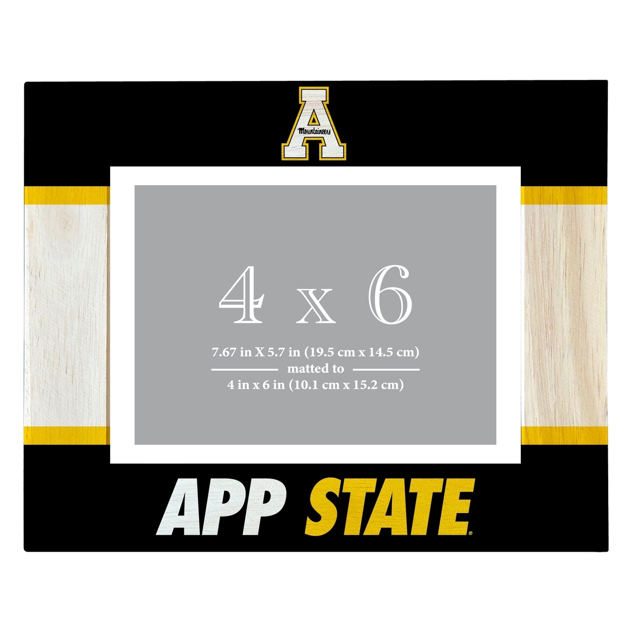 Appalachian State Wooden Photo Frame Matted To 4 X 6 Inch - Printed
