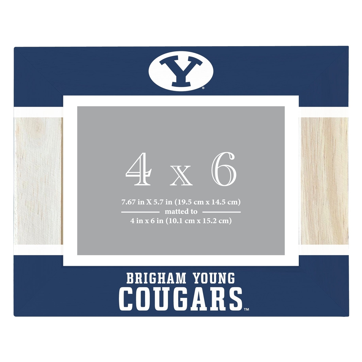 Brigham Young Cougars Wooden Photo Frame Matted To 4 X 6 Inch - Printed