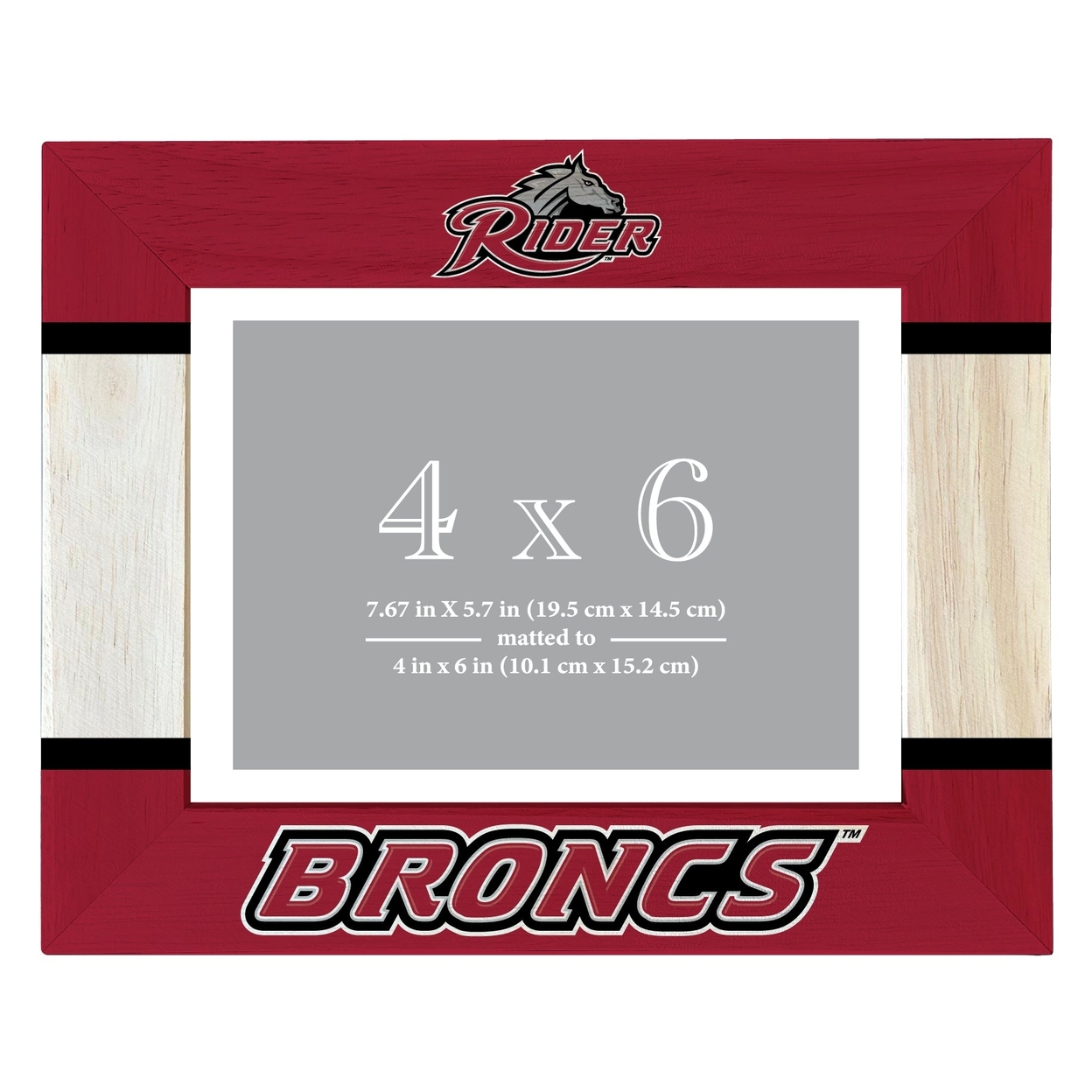 Rider University Broncs Wooden Photo Frame Matted To 4 X 6 Inch - Printed