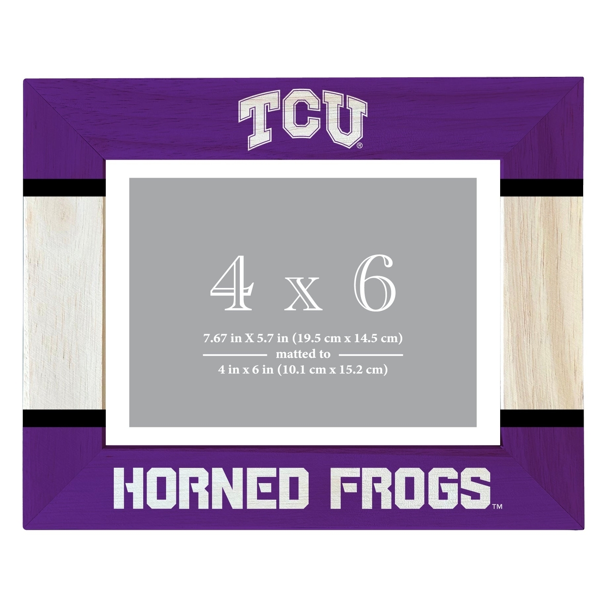 Texas Christian University Wooden Photo Frame Matted To 4 X 6 Inch - Printed